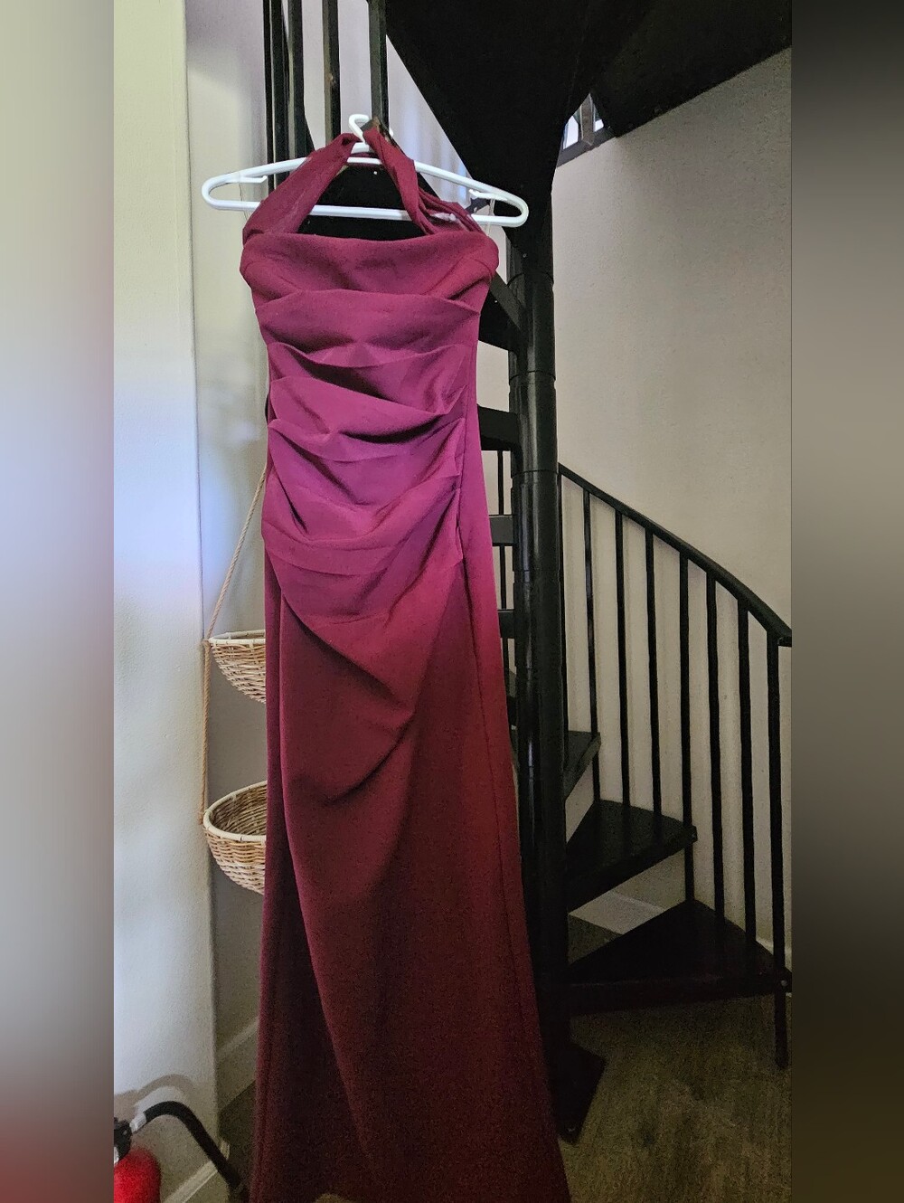 BABYBOO Yulia Maxi Dress Cherry Lacquer Small NWT Halter Ruched Backless Formal